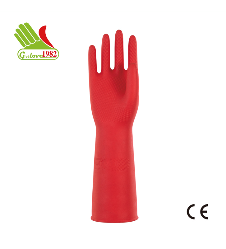 80克35厘米大红喷绒家用乳胶手套
